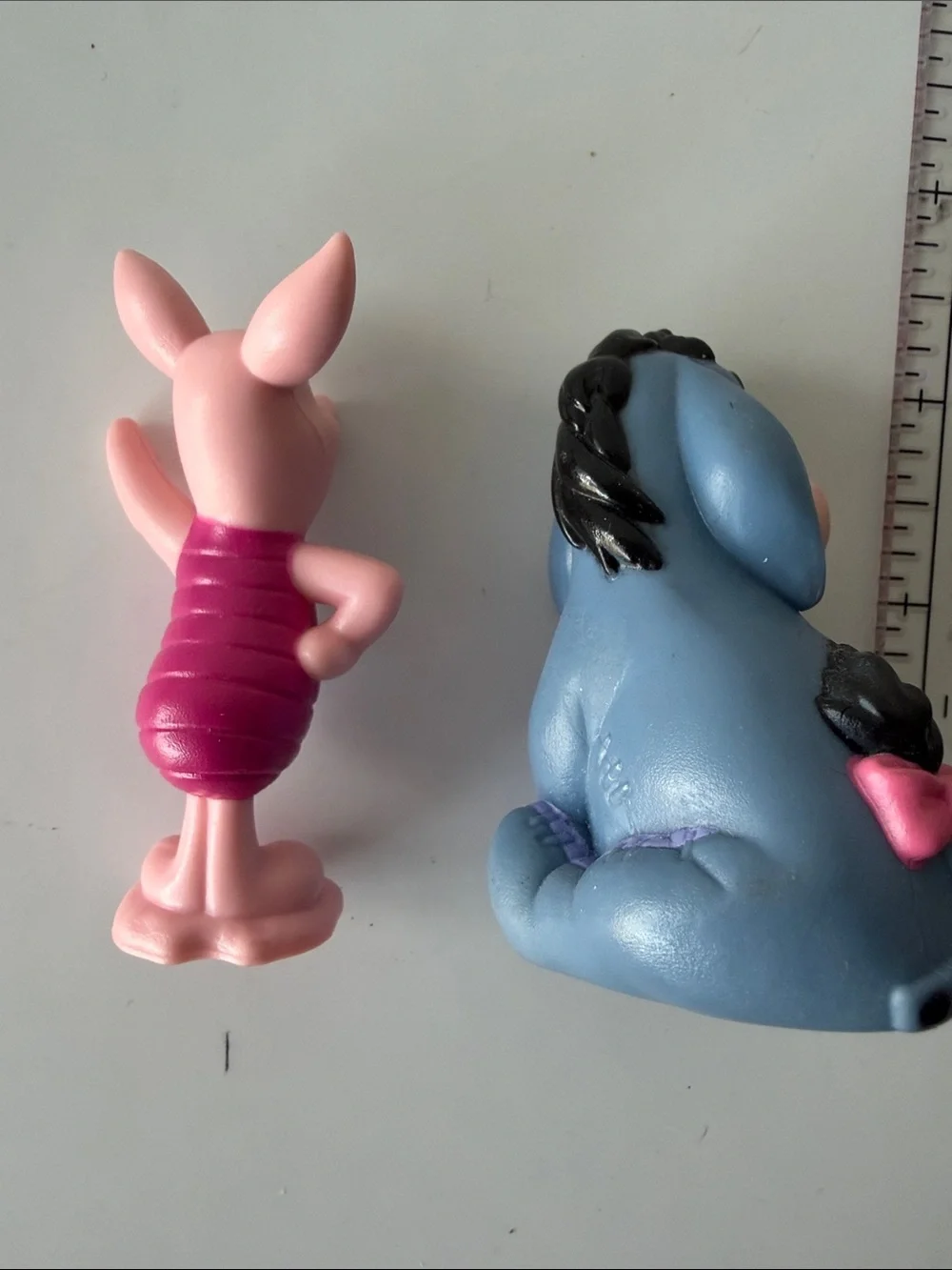 Vintage PVC Disney Piglet & Eeyore Mini Figures Cake Toppers- Pink and Blue